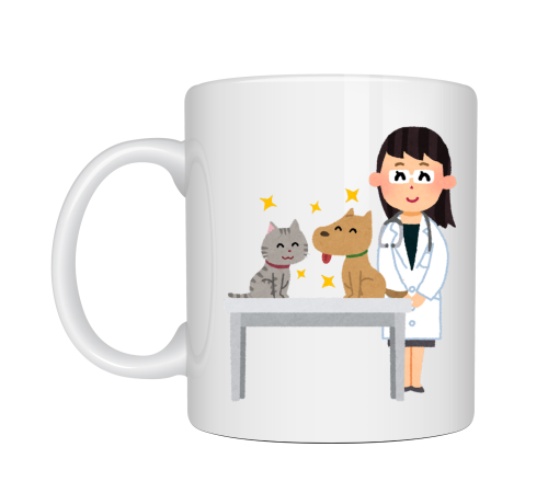 Veteriner Temalı Porselen Kupa MODEL 179 – Kedi ve Köpekli Sevimli Veteriner Tasarımlı Kahve Kupası – Veterinerlere ve Hayvan Severlere Hediye