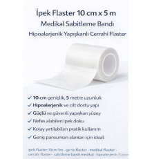 İpek Flaster 10 cm x 5 m Medikal Sabitleme Bandı Hipoalerjenik Yapışkanlı Cerrahi Flaster
