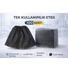 Tek Kullanımlık Etek 100 Adet Nonwoven Kumaş Siyah Lastikli Bel Standart Beden