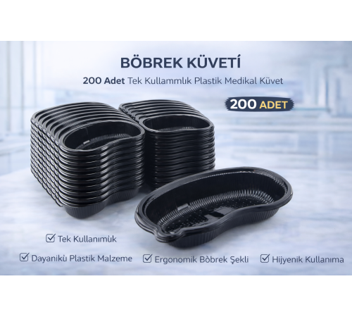 Böbrek Küveti 200 Adet Tek Kullanımlık Plastik Medikal Küvet