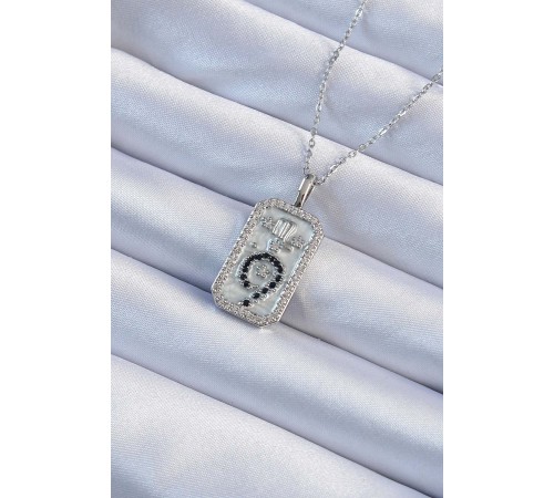 316L Çelik Zincir Gümüş Renk Zirkon Taşlı Minimal Papatya Figürlü Tarot Kolye