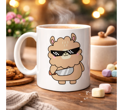 Cool Alpaka Tasarımlı Porselen Kupa MODEL 92 – Eğlenceli, Havalı ve Enerjik Kahve Kupası