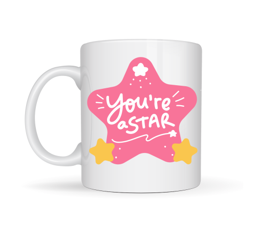 You’re a Star "SEN YILDIZSIN" Yazılı Porselen Kupa MODEL 154 – Motivasyon Temalı, Özel Tasarım Kahve & Çay Kupası
