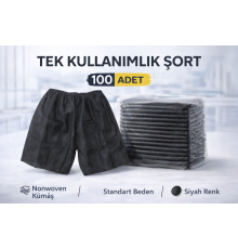 Tek Kullanımlık Şort 100 Adet Nonwoven Kumaş Siyah Standart Beden