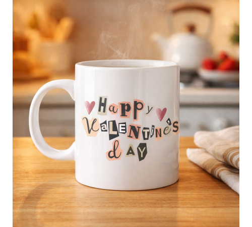 Happy Valentine’s Day Porselen Kupa – Model 1 Sevgililer Günü Hediyesi