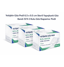 Yetişkin Göz Pedi 6.5 x 9.5 cm Steril Yapışkanlı Göz Bandı 50’li 3 Kutu Göz Kapama Pedi