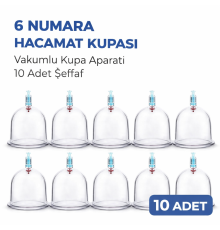 6 Numara Hacamat Kupası 10 Adet Vakumlu Kupa Bardak Dayanıklı Plastik Manuel Hacamat Kabı
