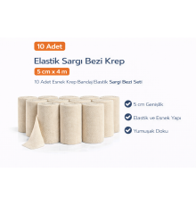 Elastik Sargı Bezi Krep 5 cm x 4 m 10 Adet Esnek Krep Bandaj Elastik Sargı Bezi Seti