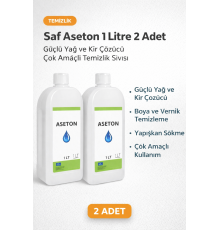 Saf Aseton 1 Litre 2 Adet Güçlü Yağ ve Kir Çözücü Çok Amaçlı Temizlik Sıvısı
