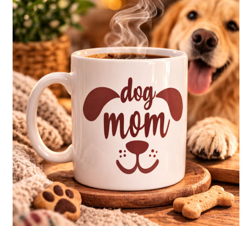 Dog Mom Kupa MODEL 185 – Köpek Annesi Temalı Porselen Kahve Kupası – Köpek Severlere Hediye Kupa