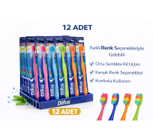 Difas Rainbow Orta Sert Diş Fırçası Medium 12ADET