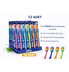 Difas Rainbow Orta Sert Diş Fırçası Medium 12ADET