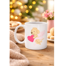 Melek Golden Retriever Köpek Tasarımlı Porselen Kupa MODEL 55 – Kalpli, Sevgiliye Özel, Sevimli Hediye Kupa