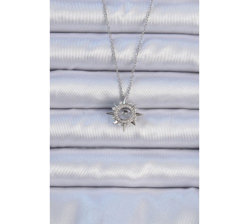 316L Çelik Zincir Gümüş Renk Zirkon Taşlı Parlayan Yıldız Kolye