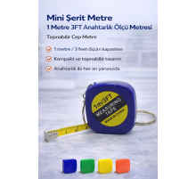 Mini Şerit Metre 1 Metre 3FT Anahtarlık Ölçü Metresi Taşınabilir Cep Metre 1 Adet