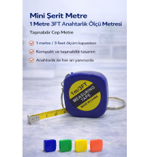 Mini Şerit Metre 1 Metre 3FT Anahtarlık Ölçü Metresi Taşınabilir Cep Metre 1 Adet