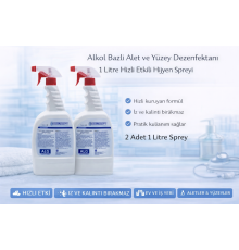 Alkol Bazlı Alet ve Yüzey Dezenfektanı 1 Litre Sprey 2 Adet