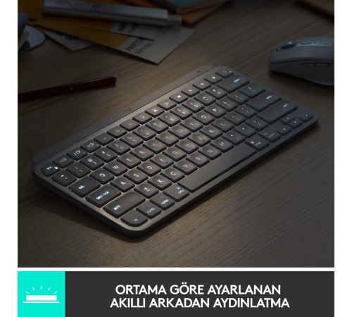 LOGITECH MX KEYS MINI MINIMALIST KABLOSUZ BLUETOOTH AYDINLATMALI Q TR KLAVYE SİYAH 920-010504
