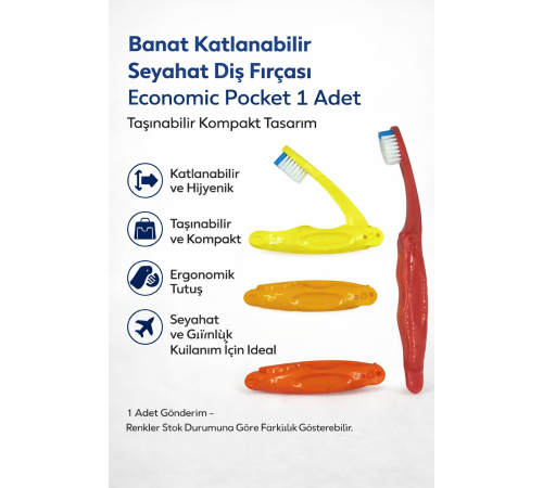 Banat Katlanabilir Seyahat Diş Fırçası Economic Pocket 1 Adet Taşınabilir Kompakt Tasarım