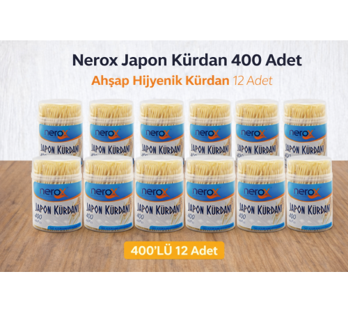 Nerox Japon Kürdan 400 Adet Ahşap Hijyenik Kürdan 12 Adet