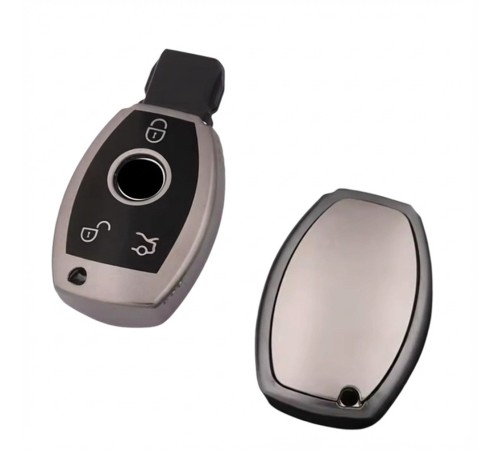 Mercedes E Seri Uyumlu Smart 3 Buton Silikon Oto Anahtar Kumanda Kabı Kılıf Gri