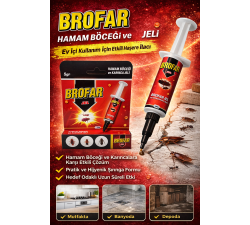 Brofar Jel Hamam Böceği ve Karınca Jeli 5 gr Etkili Haşere İlacı Ev İçi Kullanım 1 Adet
