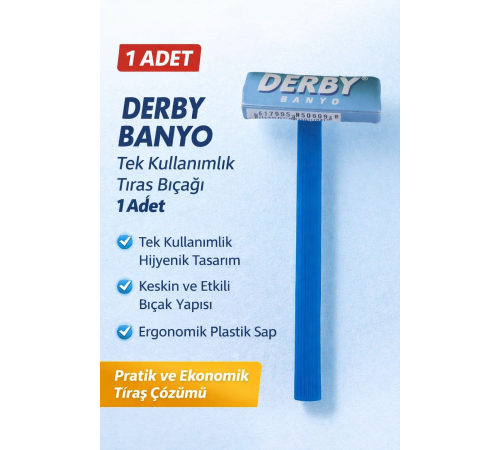 Derby Banyo Tek Kullanımlık Tıraş Bıçağı 1 Adet Plastik Saplı Pratik Tıraş Jileti