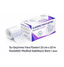 Su Geçirmez Yara Flasteri 10 cm x 10 m Kesilebilir Medikal Sabitleyici Bant 1 Adet