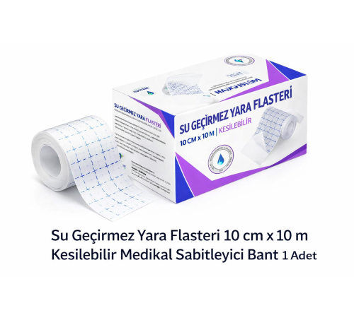 Su Geçirmez Yara Flasteri 10 cm x 10 m Kesilebilir Medikal Sabitleyici Bant 1 Adet