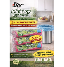 Star Plus Mini Boy Çöp Torbası 40'lı 5 Paket 40x50 cm Dayanıklı Sızdırmaz Küçük Boy Çöp Poşeti