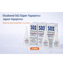 Elsabond 502 Süper Yapıştırıcı Japon Yapıştırıcı 20g Güçlü Hızlı Kuruyan Super Glue 3 Adet