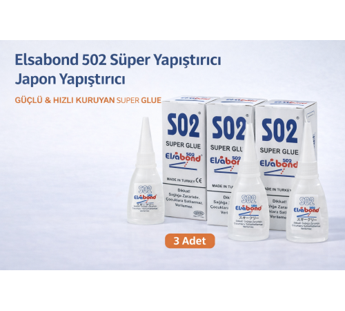 Elsabond 502 Süper Yapıştırıcı Japon Yapıştırıcı 20g Güçlü Hızlı Kuruyan Super Glue 3 Adet