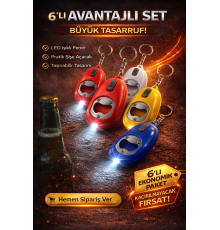 Mini LED Anahtarlık Fener Açacak Işıklı Şişe Açacak Anahtarlık 6 Adet