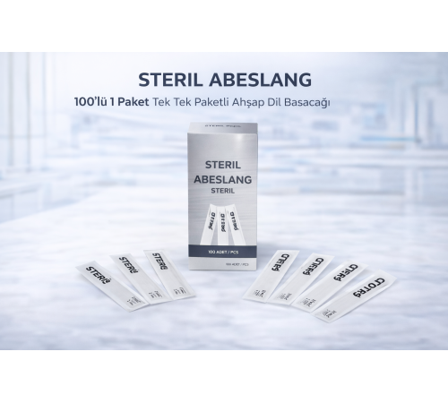 Steril Abeslang 100'lü 1 Paket Tek Tek Paketli Ahşap Dil Basacağı Medikal Spatula