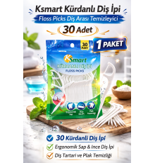 Ksmart Kürdanlı Diş İpi 30 Adet Floss Picks Diş Arası Temizleyici 1 Paket