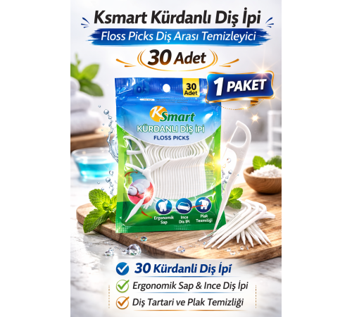 Ksmart Kürdanlı Diş İpi 30 Adet Floss Picks Diş Arası Temizleyici 1 Paket