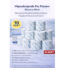 Hipoalerjenik Fix Flaster 10 cm x 10 m 10 Adet Nonwoven Medikal Sabitleme Bandı Yapışkanlı Pansuman Flasteri