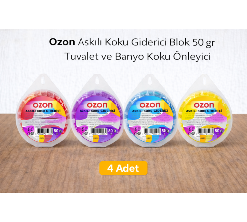 Ozon Askılı Koku Giderici Blok 50 gr Tuvalet ve Banyo Koku Önleyici 4 Adet