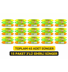 Nerox Magic Sihirli Sünger 3'lü 15 Paket Toplam 45 Adet Çok Amaçlı Temizlik Süngeri Mutfak Bulaşık Banyo Temizlik Süngeri