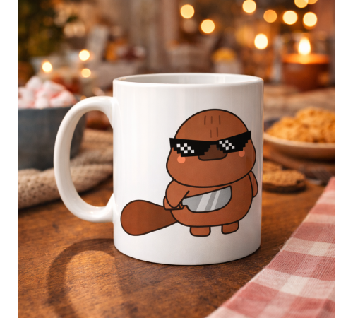 Cool Kunduz Tasarımlı Porselen Kupa MODEL 86 – Eğlenceli, Havalı ve Sıcacık Kahve Keyfi