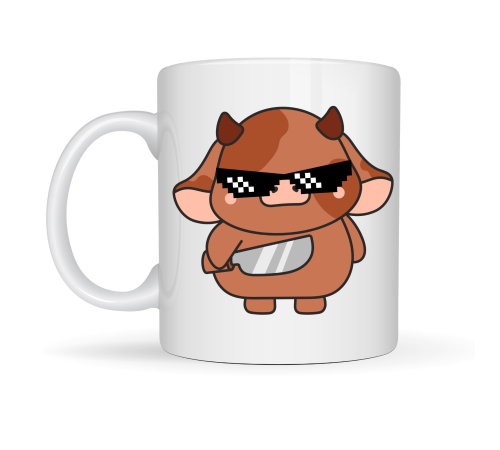 Havalı İnek Figürlü Porselen Kupa MODEL 95 – Eğlenceli Tasarım Ofis & Ev İçin Özel Kupa