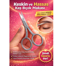 Vmax Paslanmaz Çelik Kaş Bıyık Makası Profesyonel Kaş Düzeltme Makası Hassas Uçlu Kaş Alma Makası 1 Adet