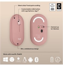 LOGITECH PEBBLE 2 M350S KABLOSUZ BLUETOOTH SESSİZ OPTİK MOUSE PEMBE 910-007014