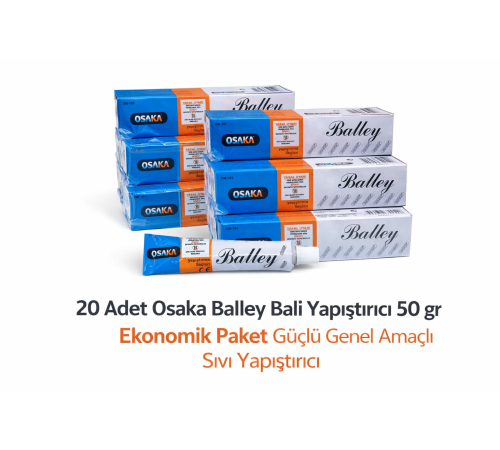 Osaka Balley Bali Yapıştırıcı 50 Gr x 20 Adet Ekonomik Paket Güçlü Genel Amaçlı Sıvı Yapıştırıcı