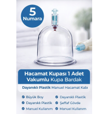 5 Numara Hacamat Kupası 1 Adet Vakumlu Kupa Bardak – Dayanıklı Plastik Manuel Hacamat Kabı