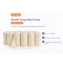Elastik Sargı Bezi Krep 15 cm x 4 m 10 Adet Esnek Krep Bandaj Elastik Sargı Bezi Seti