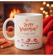 Be My Valentine Porselen Kupa Model 7 - Sevgililer Günü Hediyesi-Aşk Temalı Sevimli Kupa