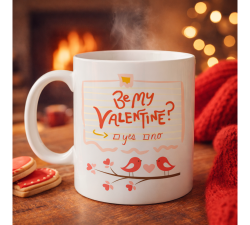 Be My Valentine Porselen Kupa Model 7 - Sevgililer Günü Hediyesi-Aşk Temalı Sevimli Kupa