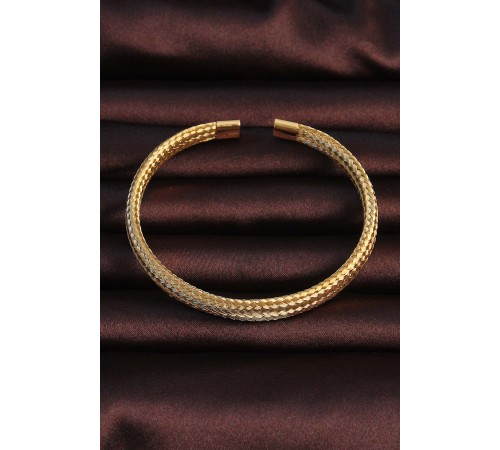 316L Çelik Altın Renk Hasır Görünüm Erkek Bileklik