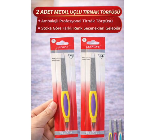 2 Adet Metal Uçlu Tırnak Törpüsü Blister Ambalajlı Profesyonel Manikür Törpüsü